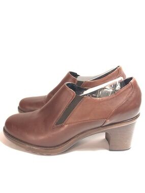 Dansko Nancy Brown Leather Stacked Heel Slip-On Clogs Size 40